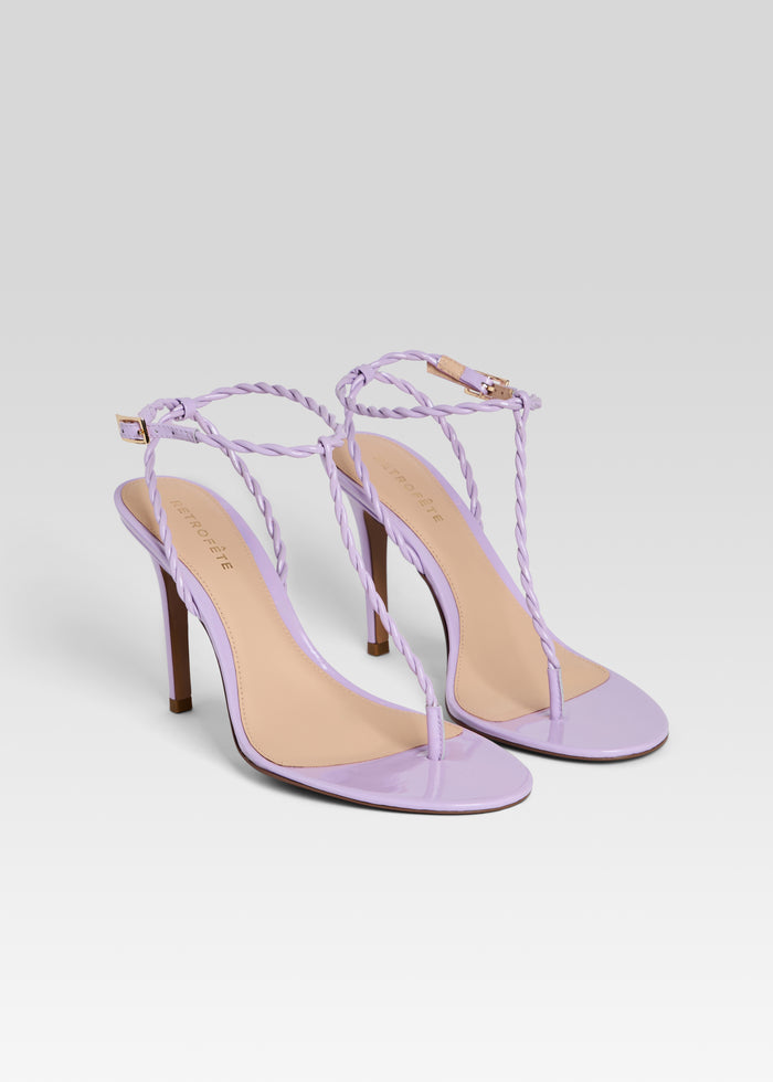 Purple Cleo Sandal with braided ankle straps and slender stiletto heel media 4 of 5