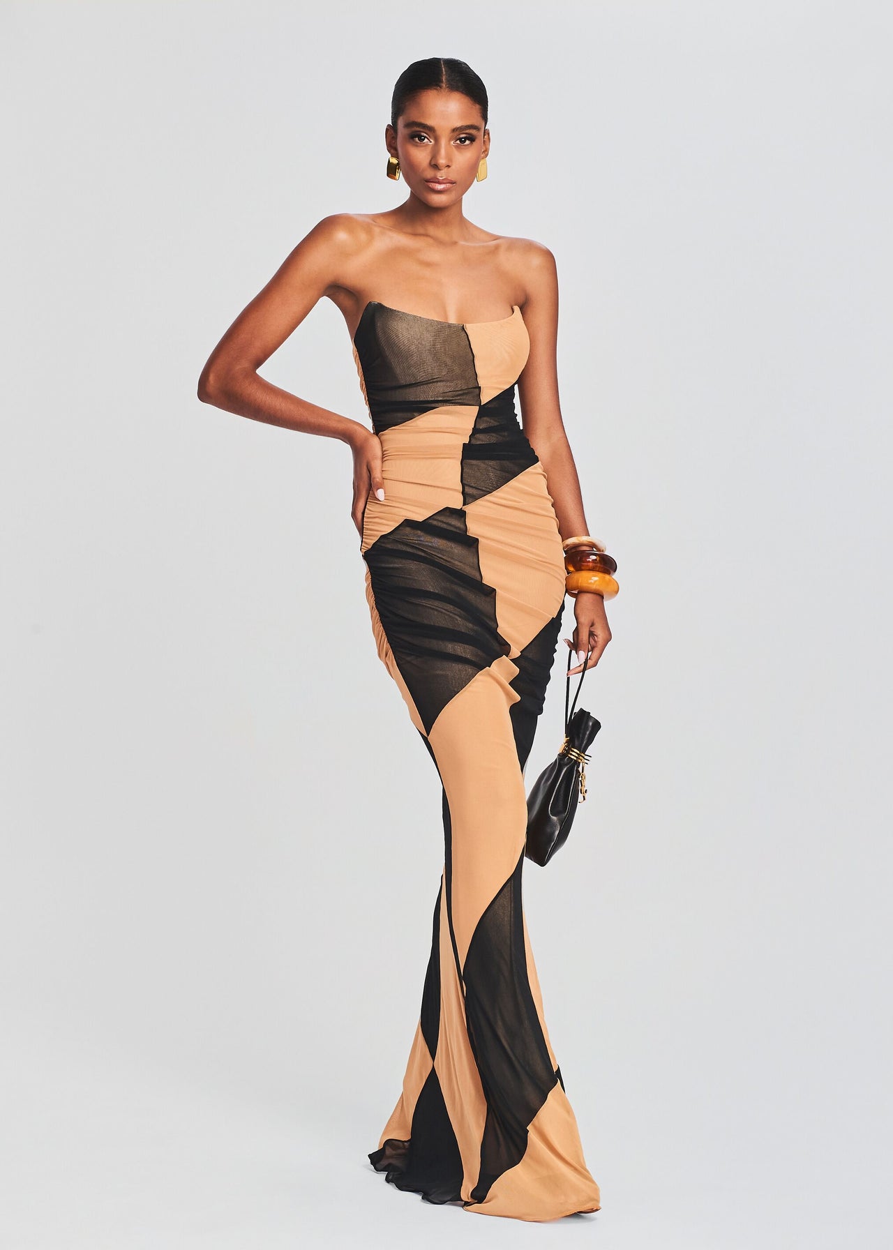 beige black dress Black Lace Maxi Dress - Bustier Maxi Dress - Column Maxi Dress