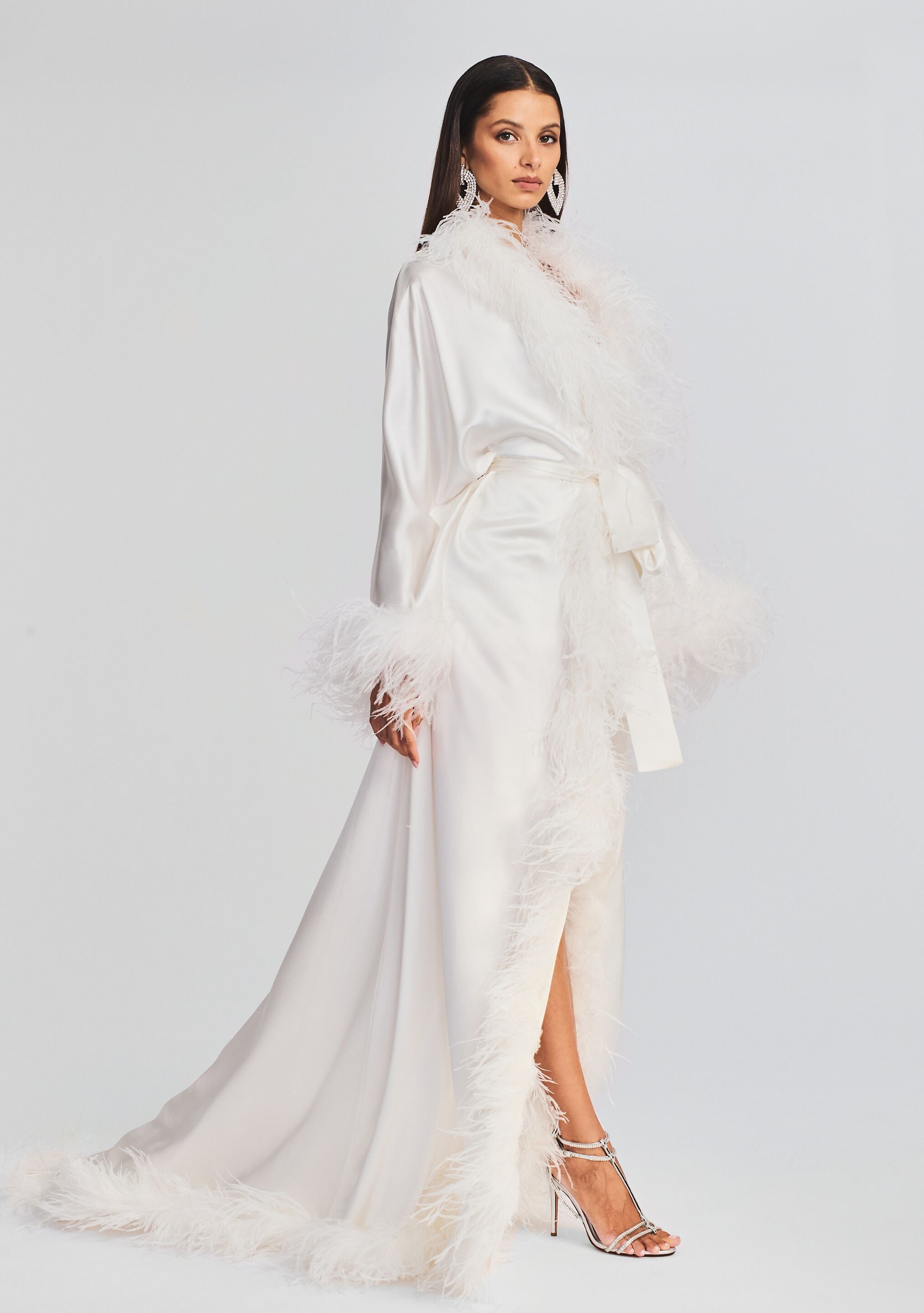 Long feather hot sale robe