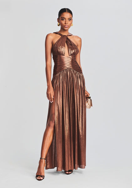 retrofete homecoming dresses Brown Lamé Dress | Waldorf Dress main image 0
