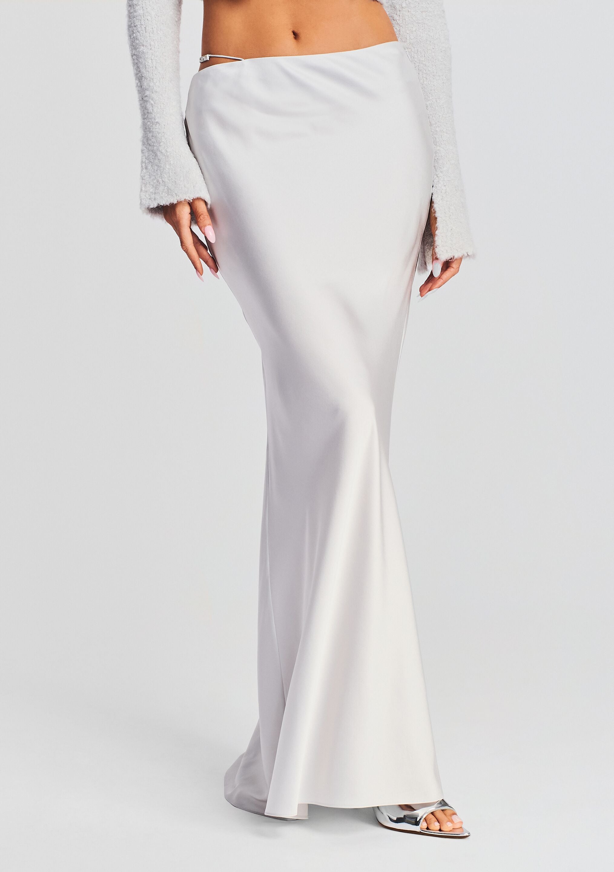 White silk long skirt sale