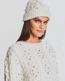 Evia Embellished Knit Hat