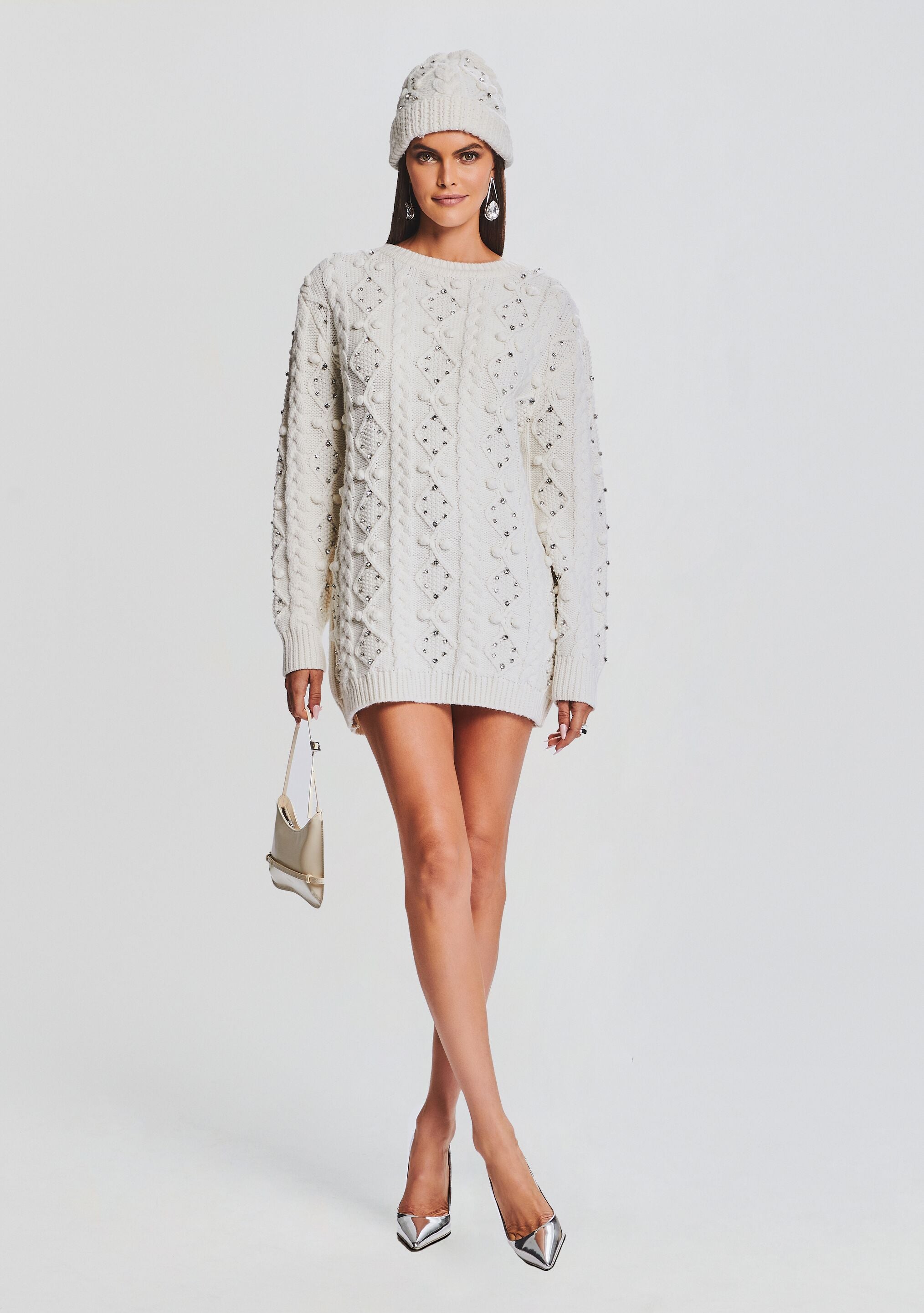 Taking Over My Time Cold Shoulder Sweater Dress (Cream) · NanaMacs