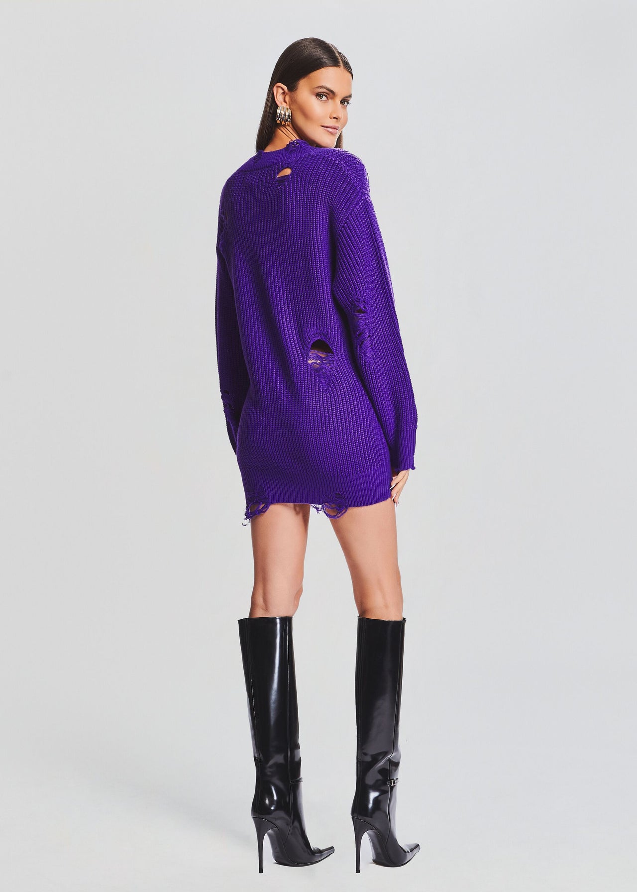 purple sweater dress with brown boots Perfect Casual Sweater Dress