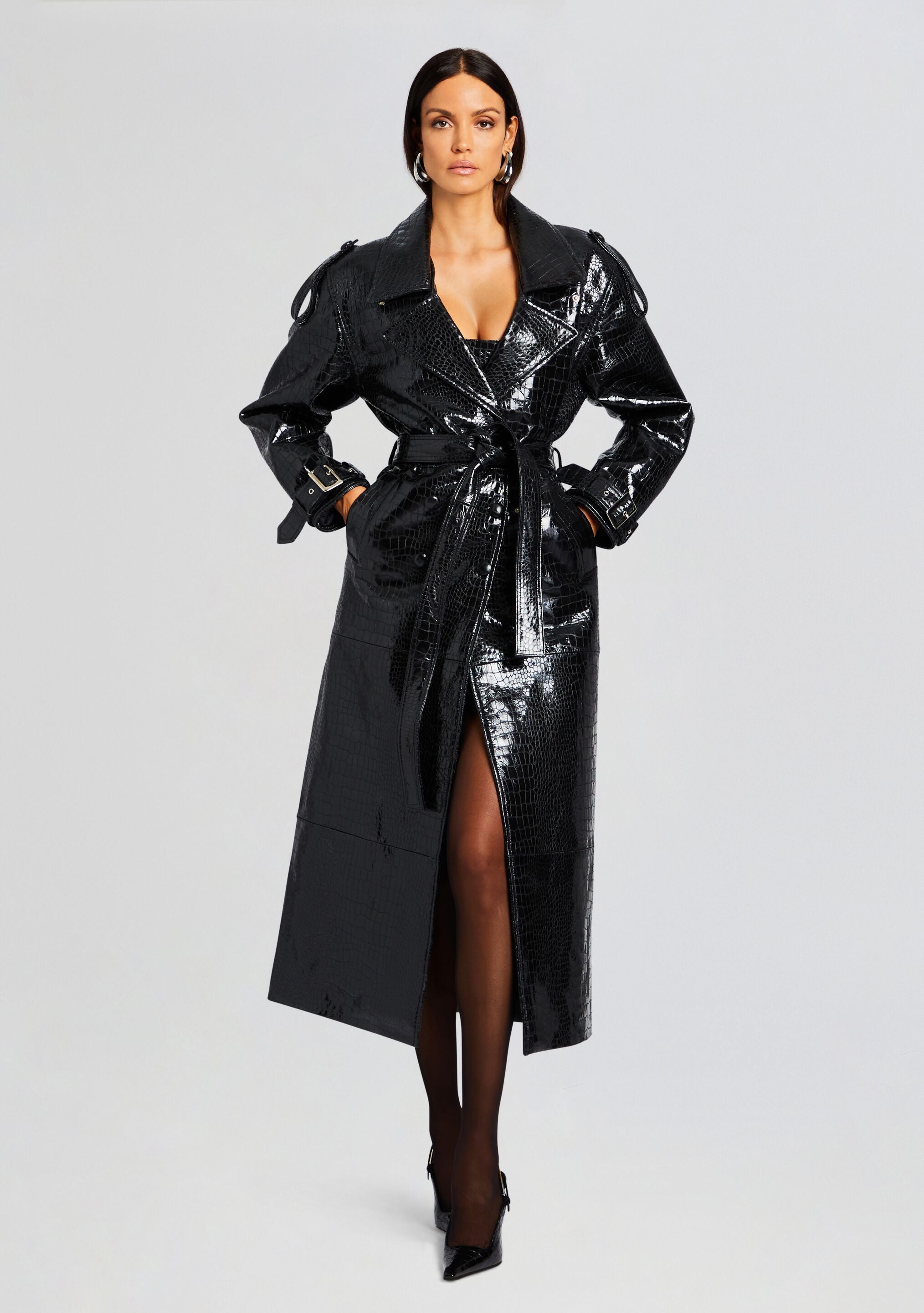 Leather trench clearance dress