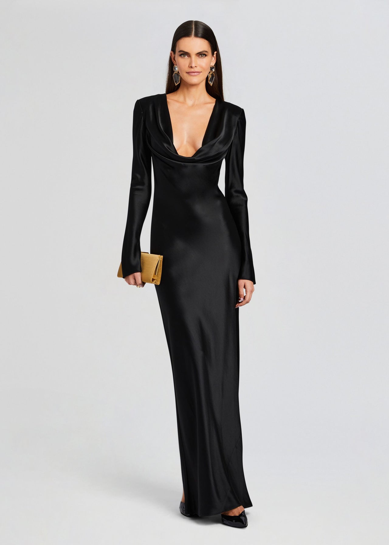 Champagne One Sleeve Black Silk Dress – ANITAS