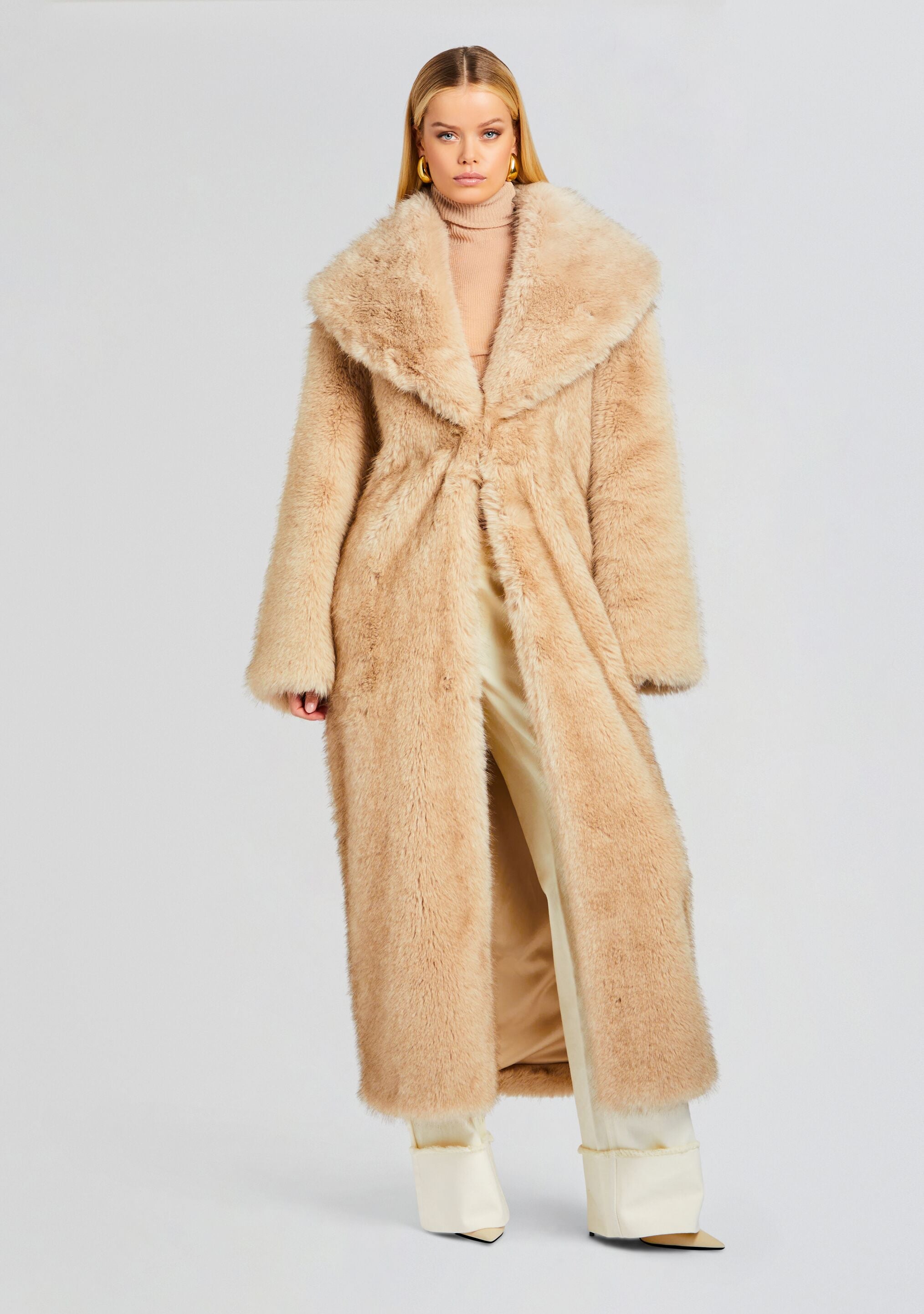 Soft faux fur store long coat