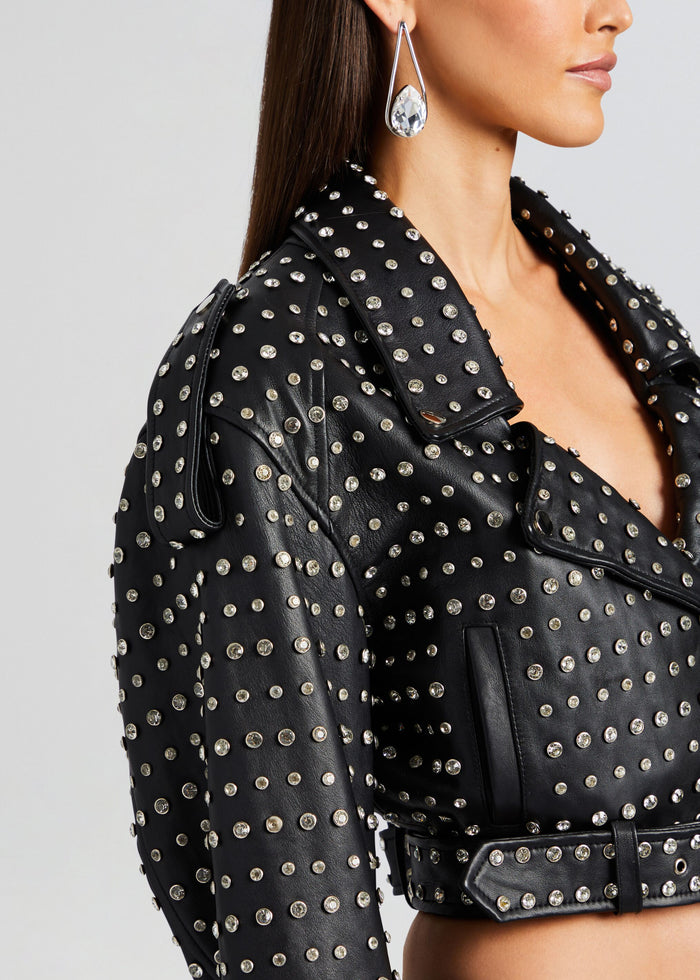 Mora Embellished Leather Jacket