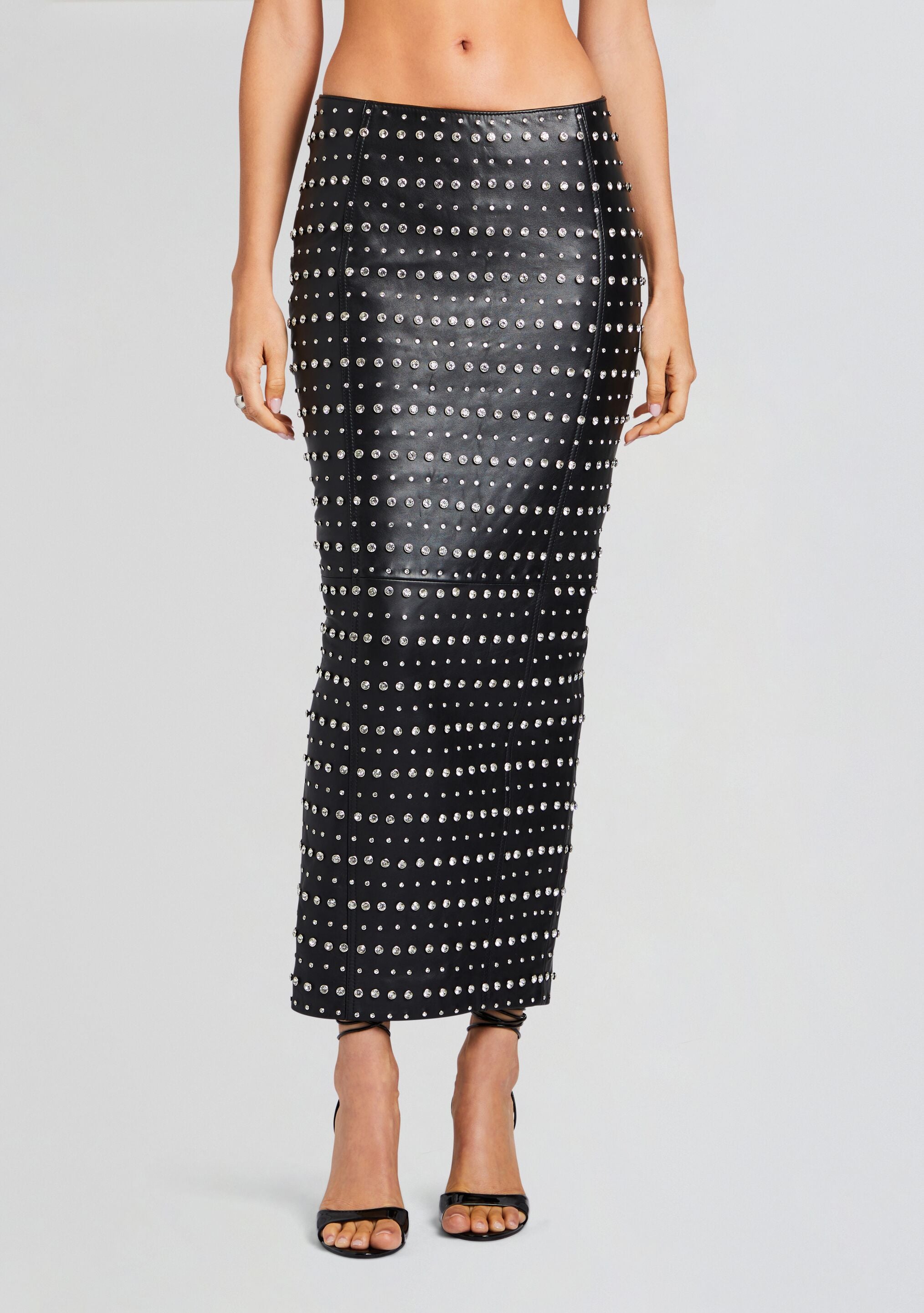 Polka dot leather on sale skirt