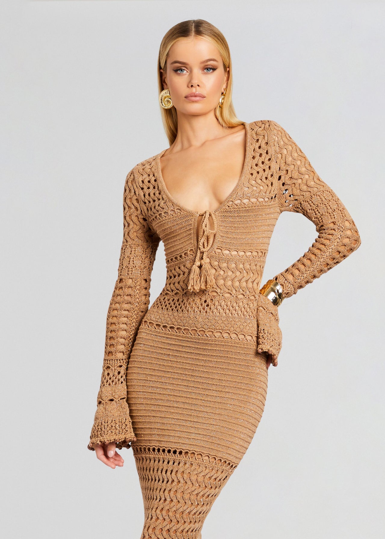nude metallic dress Retrofete Luana Dress In Metallic Gold In Nude - 30% Off