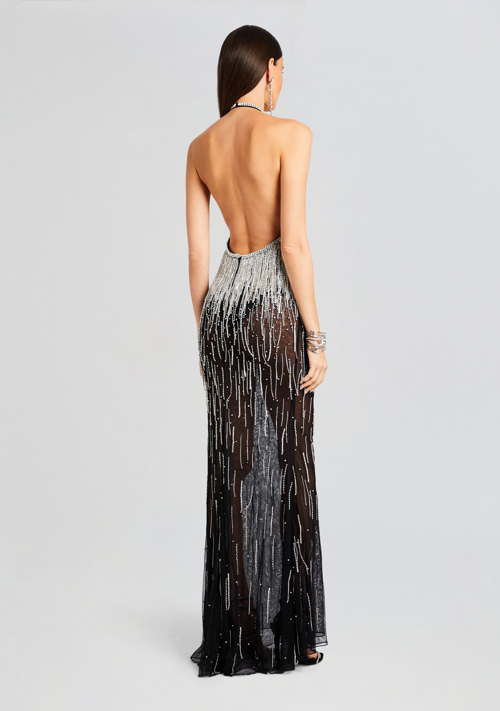 LOW WAIST BANDED FRINGE GOWN - Fbryk