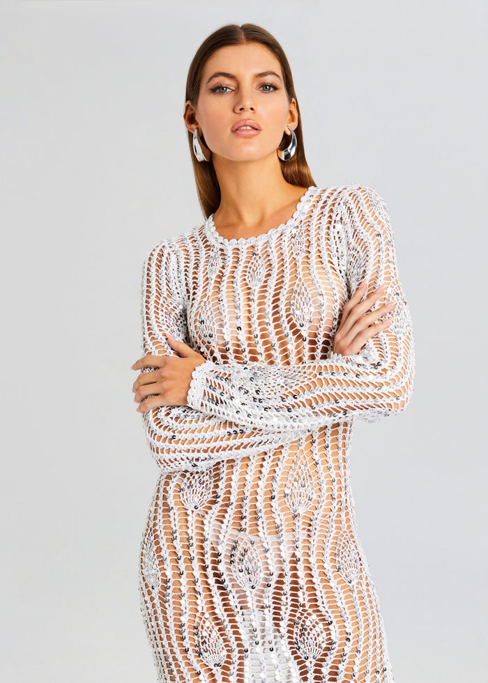 Cherri Sequin Crochet Dress