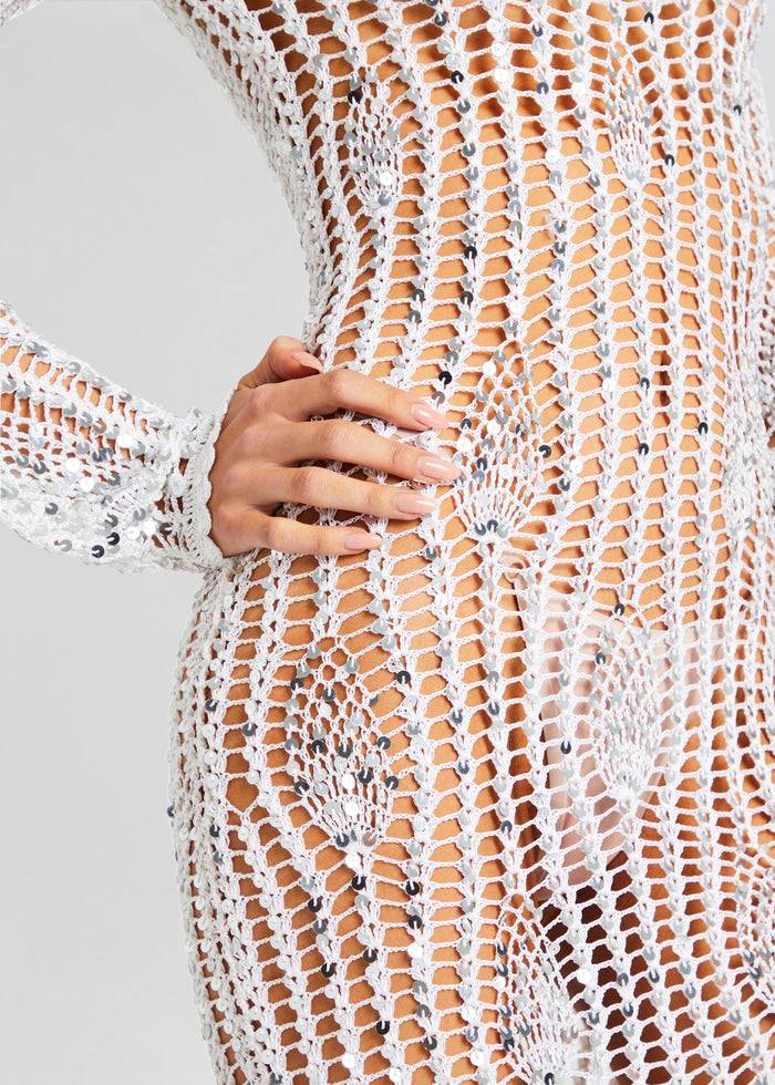 Cherri Sequin Crochet Dress