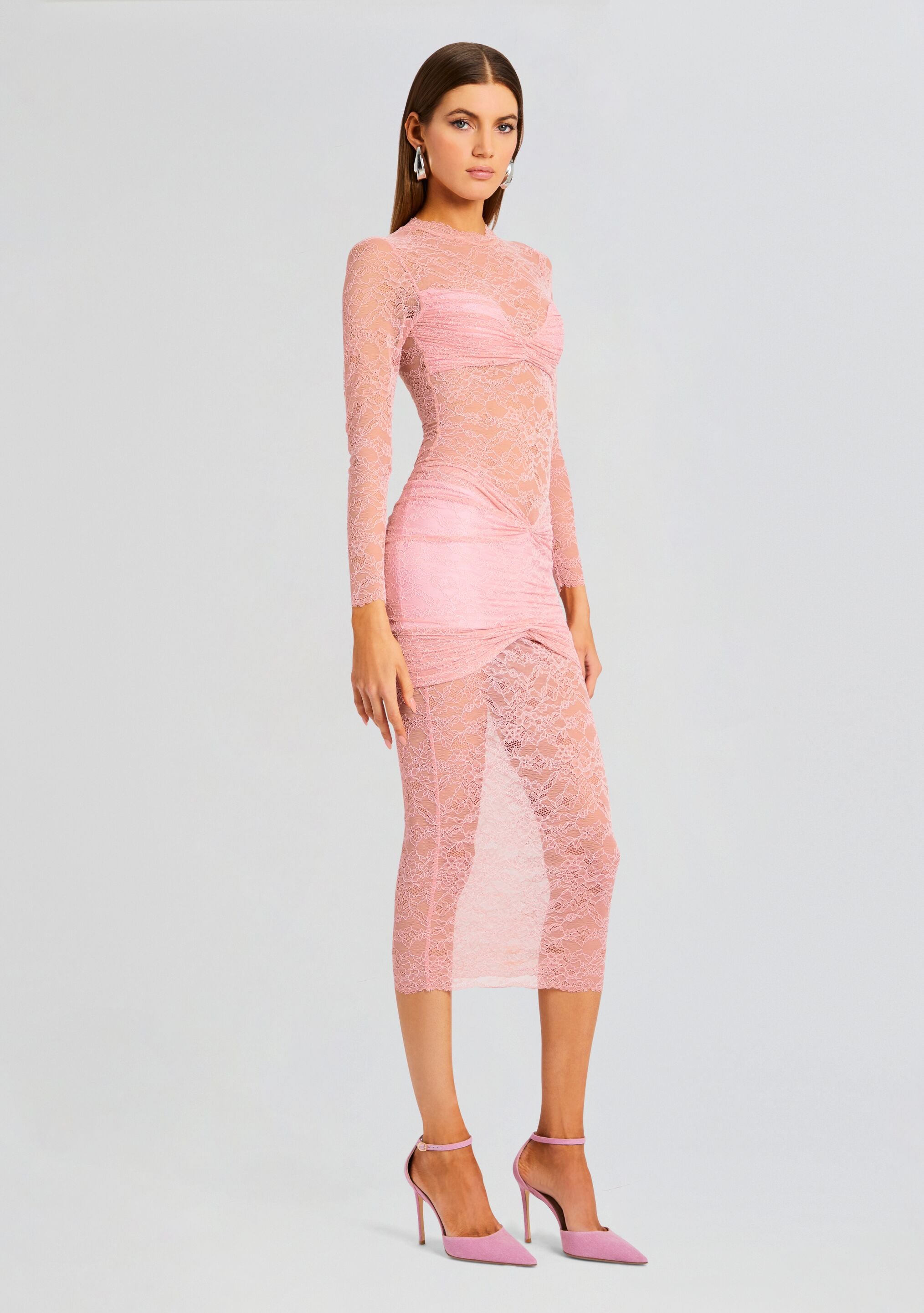 Womens lace midi outlet dress