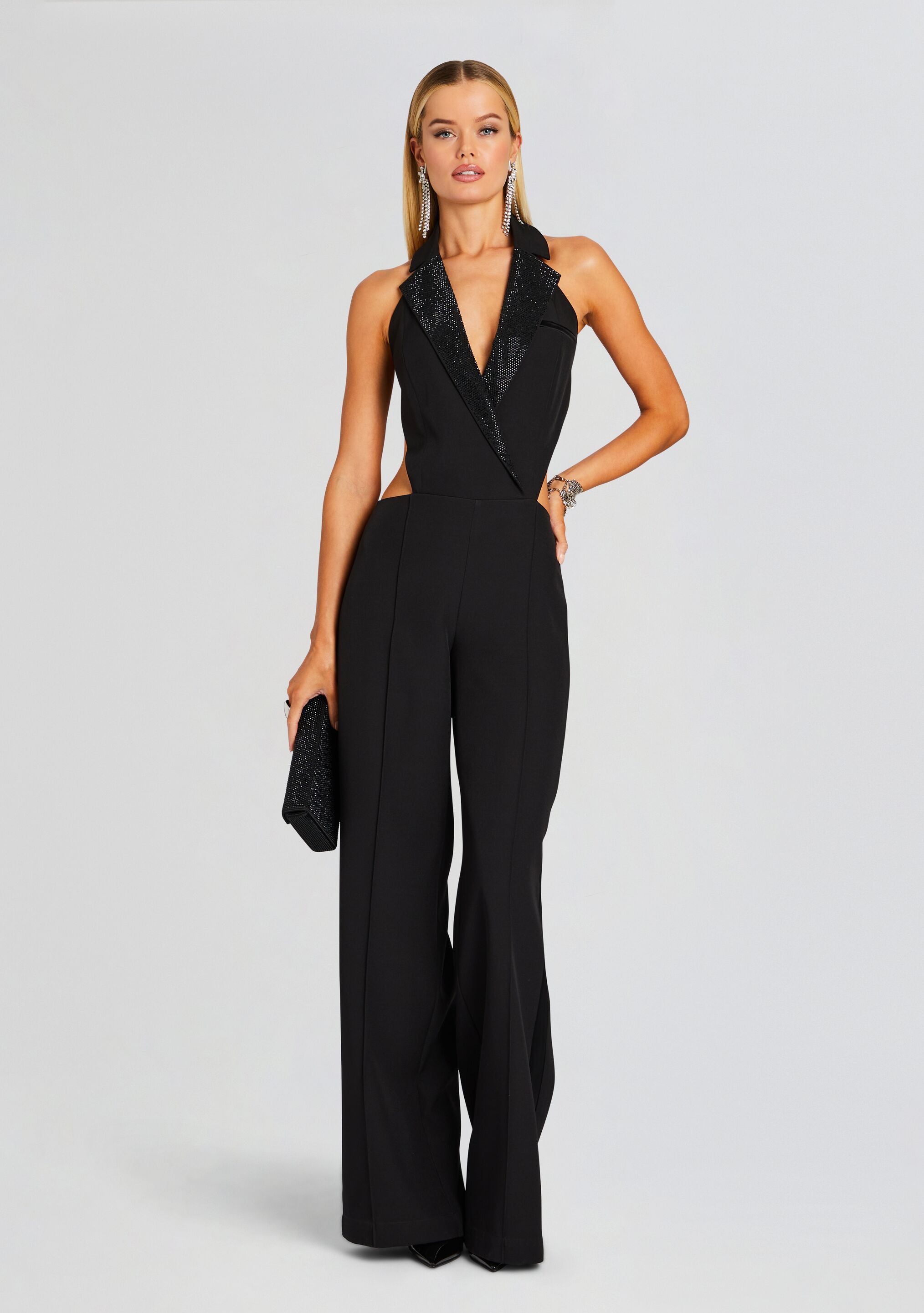 Halter top black store jumpsuit