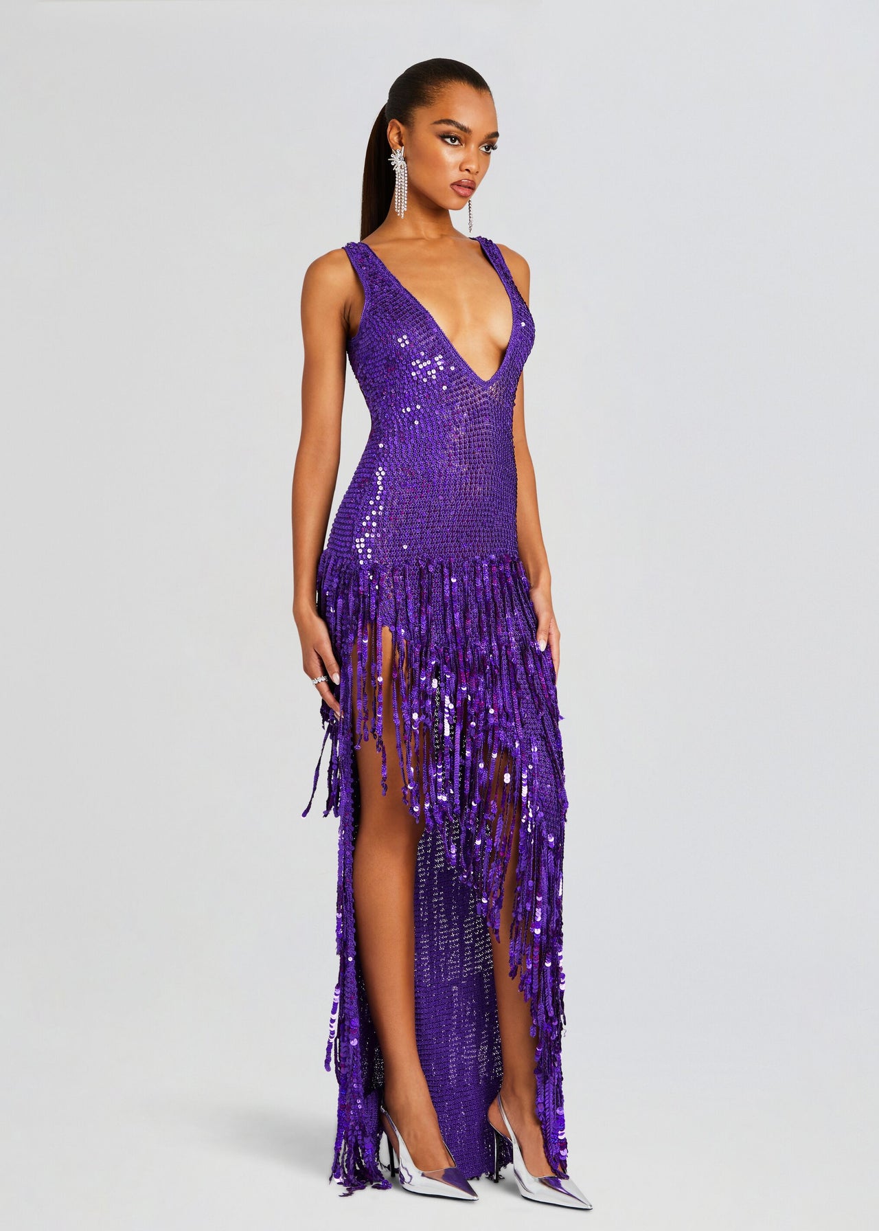 purple fringe sequin dress Purple Fringe Sequin Dress
