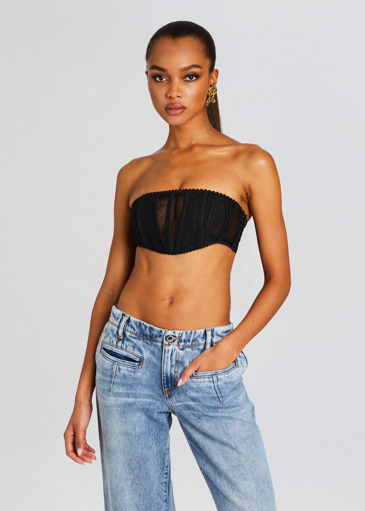 French Embroidery Push Up Bralet Tube Top