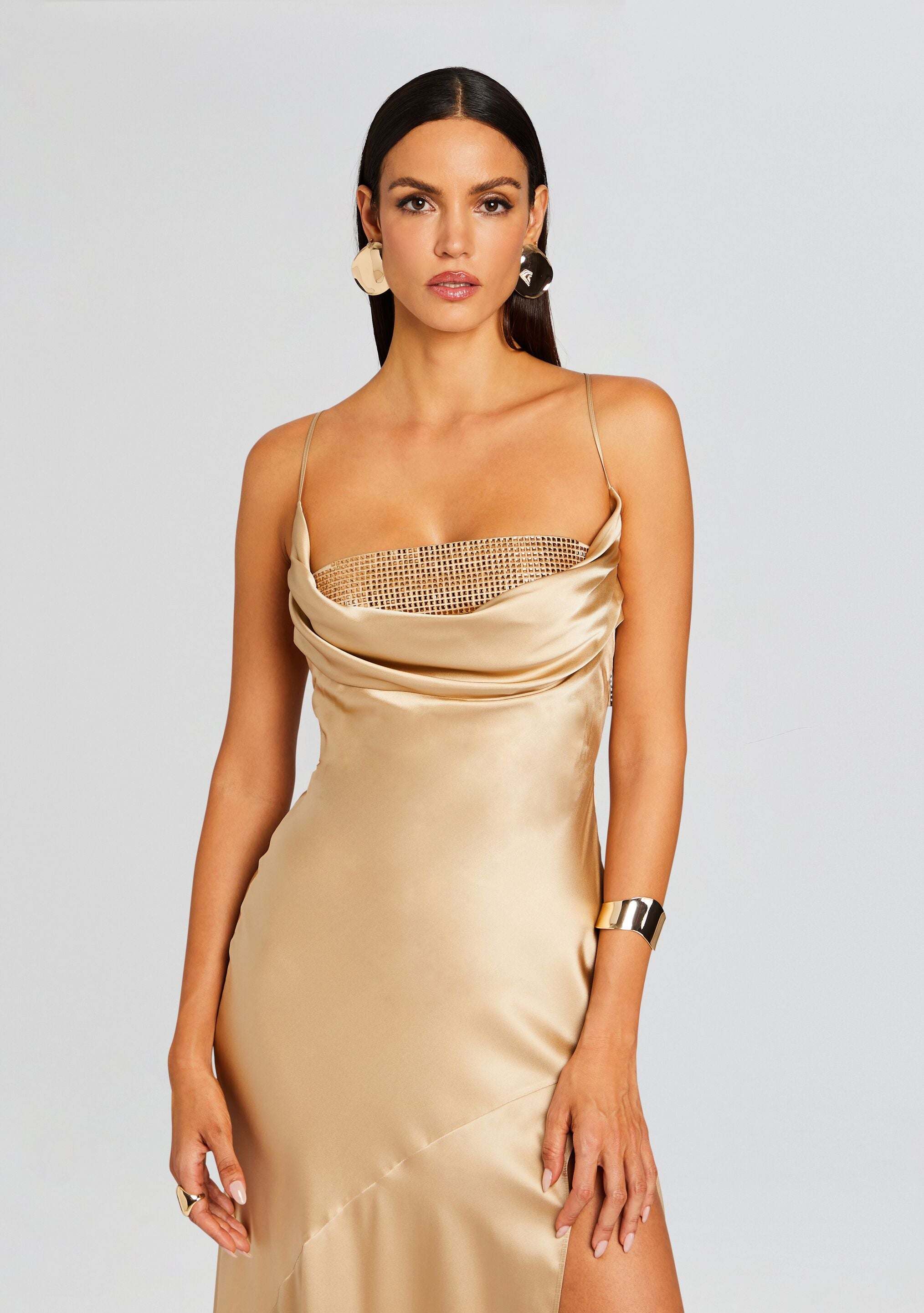 Silk dress cheap gold