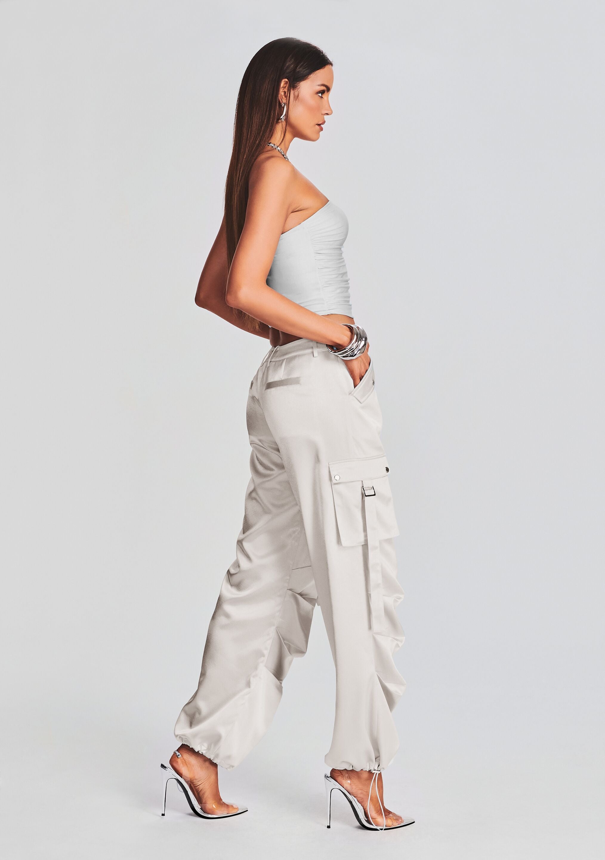 COLLUSION low rise straight leg cargo pants in white | ASOS