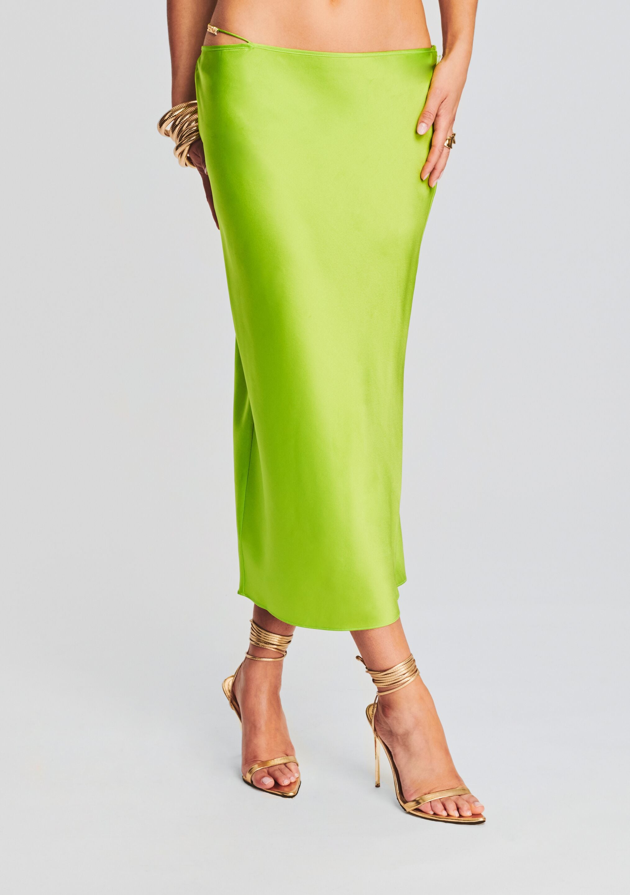 Silk midi clearance skirt green