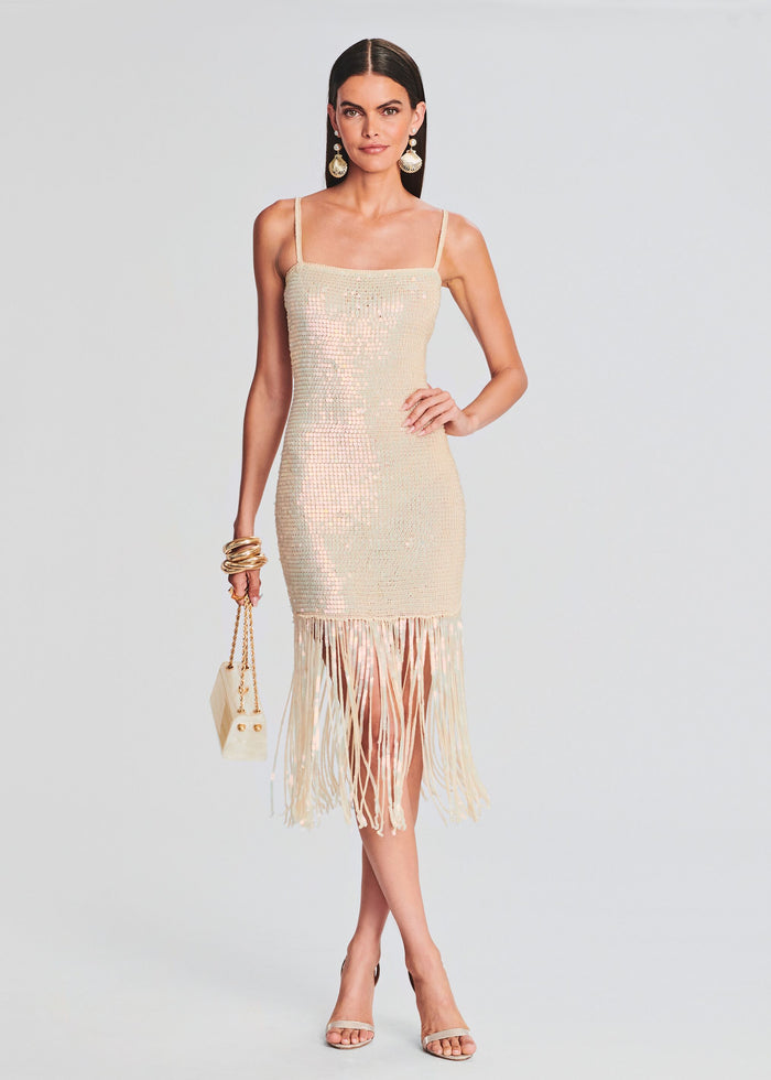 Nalu Sequin Fringe Crochet Dress