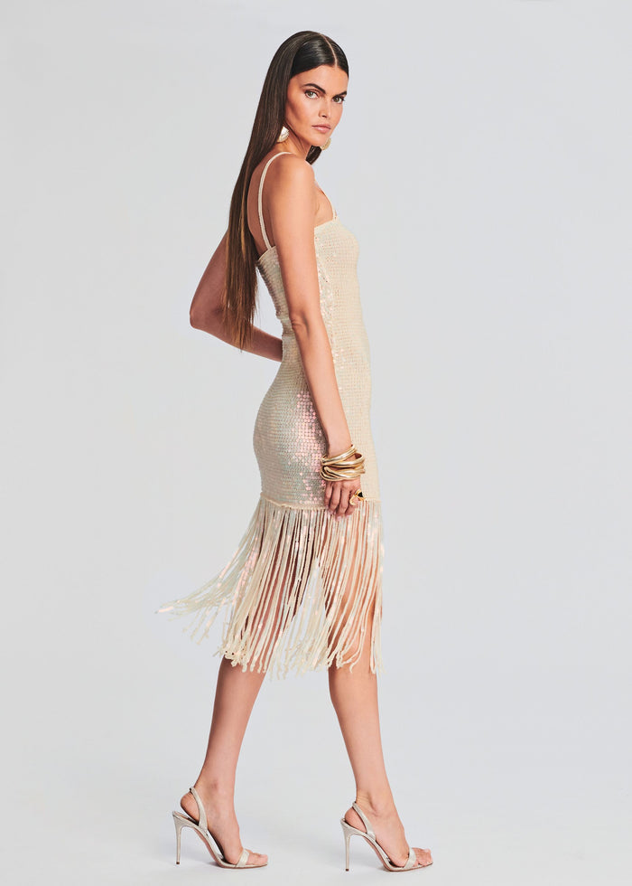 Nalu Sequin Fringe Crochet Dress