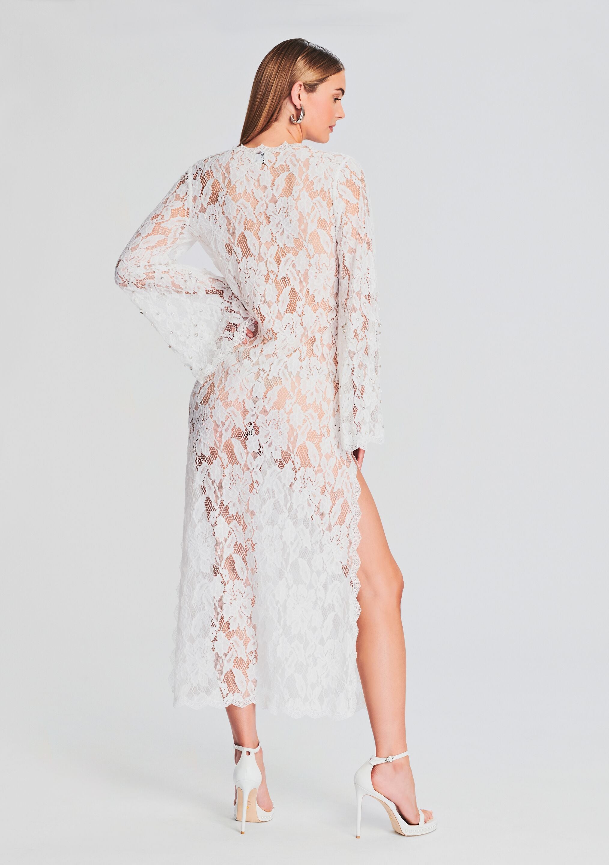 White lace 2025 kaftan dress