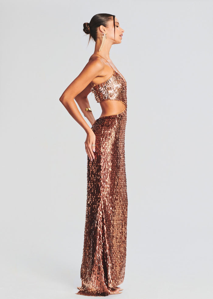 Miko Feather Sequin Dress