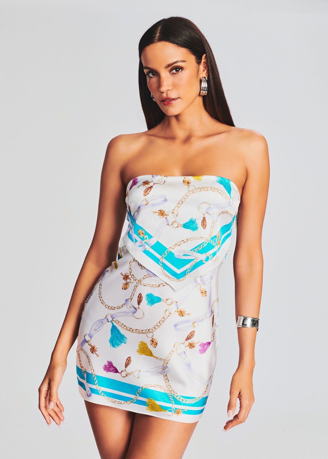 Wonda Strapless Silk Scarf Dress Retrofete Wonda Strapless Silk Scarf Dress Retrofete