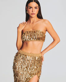 Lotus Feather Sequin Top