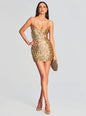RETROFETE SAROS FEATHER SEQUIN DRESS