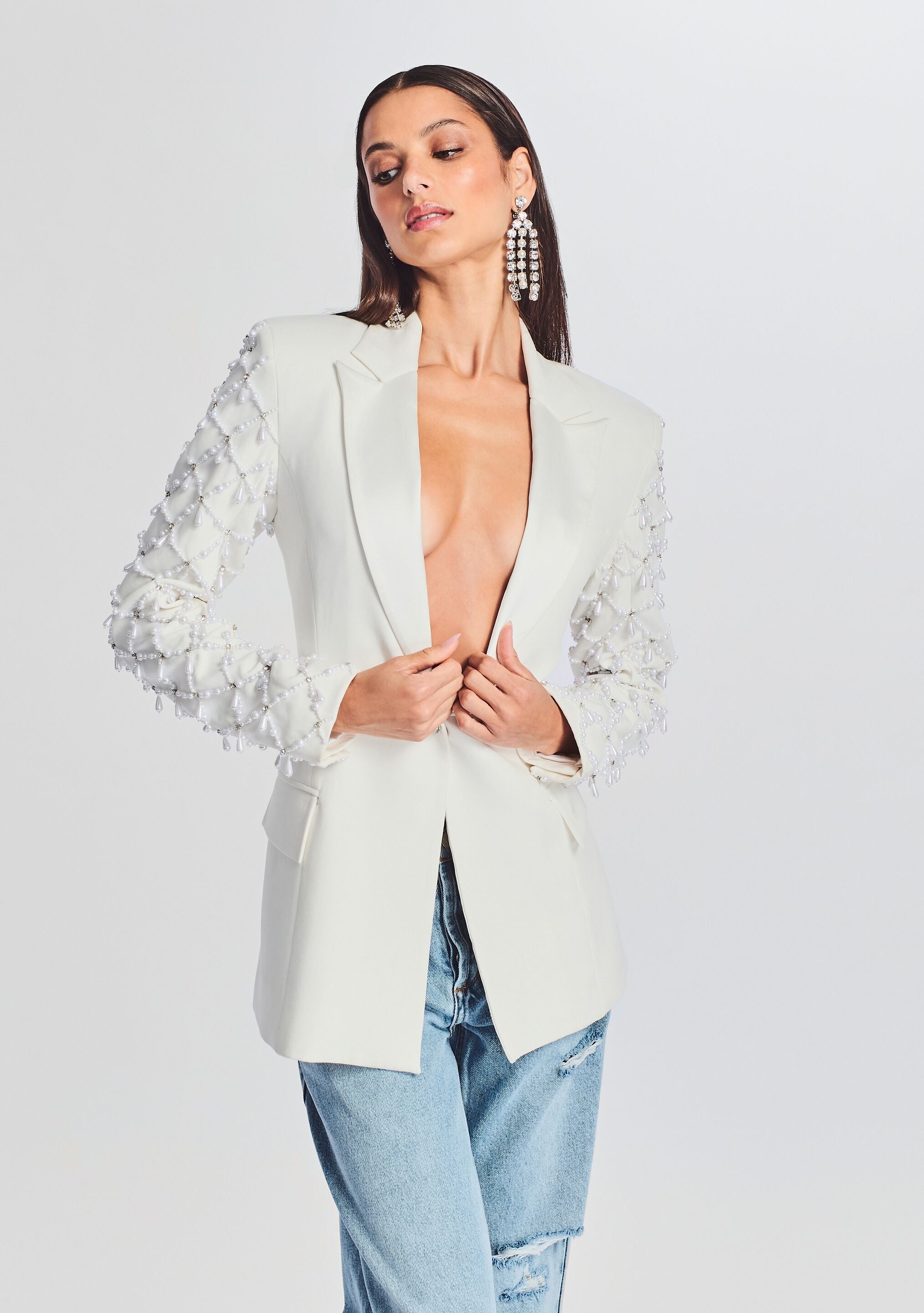 White boyfriend clearance jacket