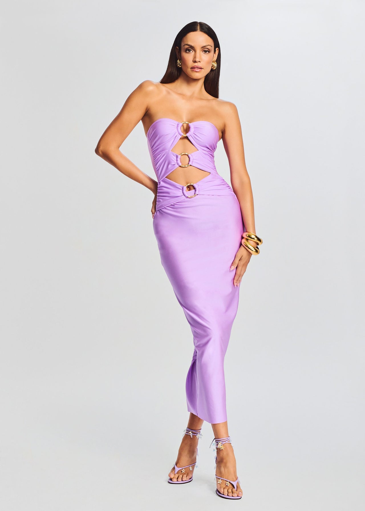 lycra cut out dress Black One Shoulder Maxi Dress