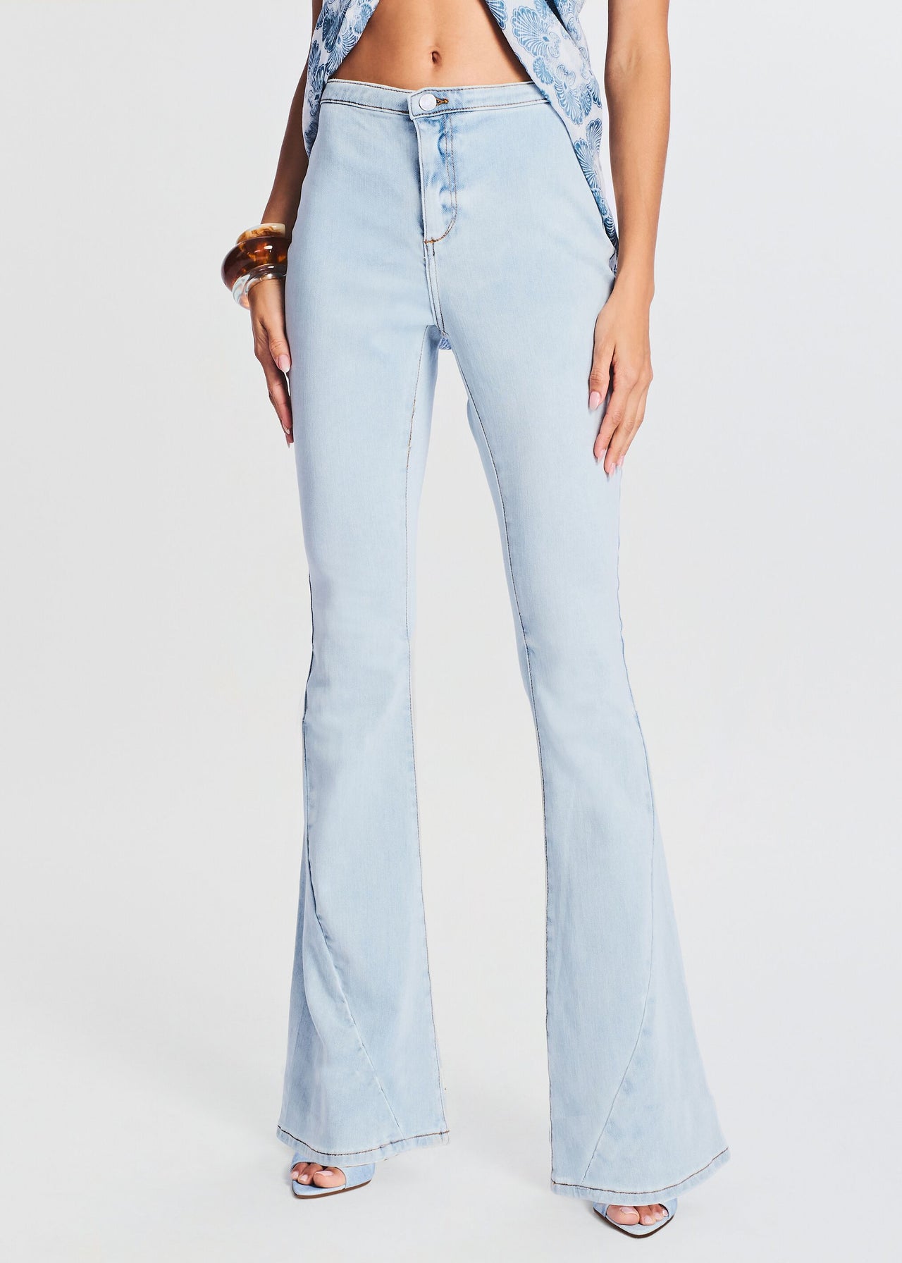 Mid Rise Mini Flare with Raw Hem Jeans from Vervet by Flying Monkey - J  Marcel