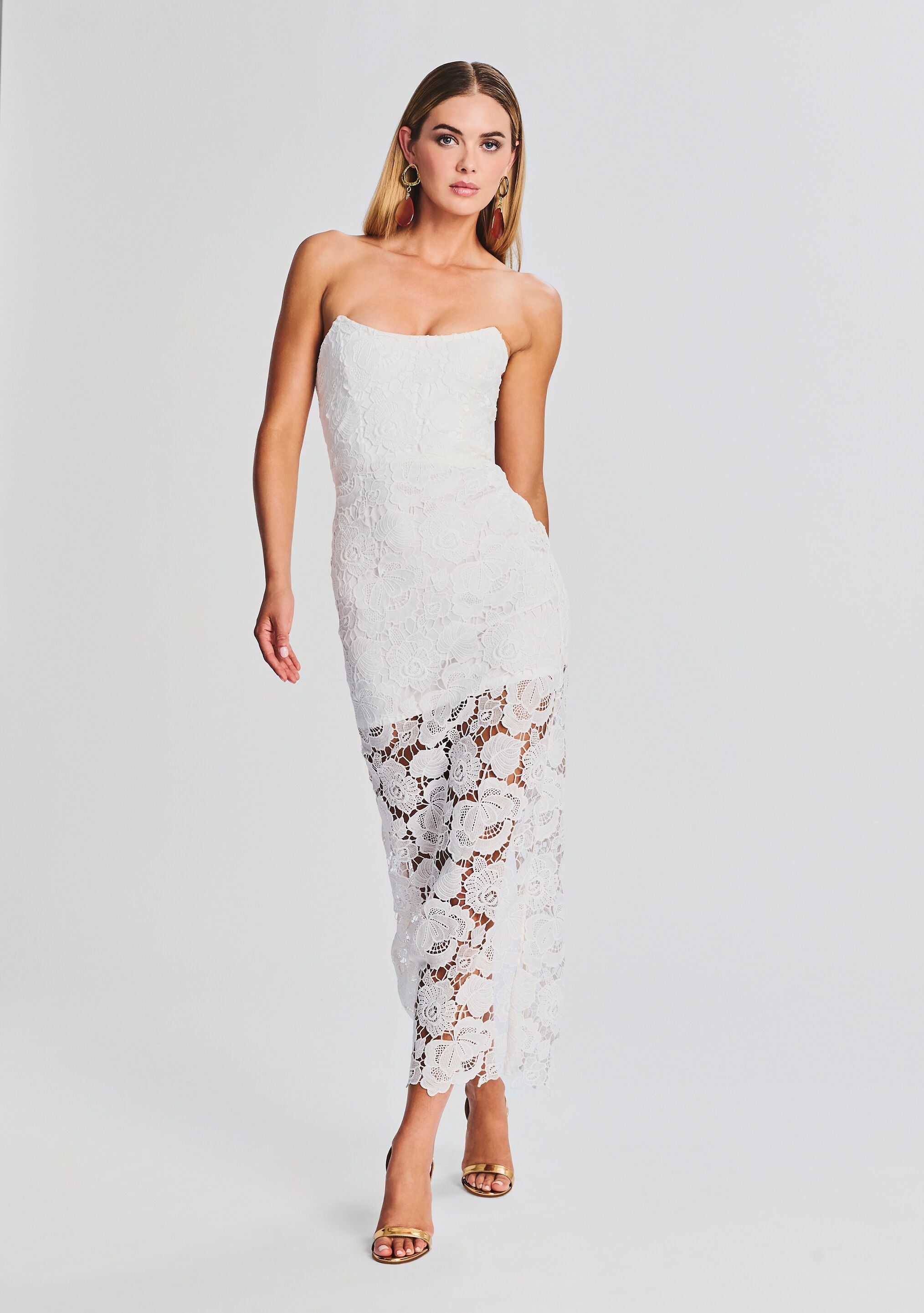 White hotsell strapless maxi