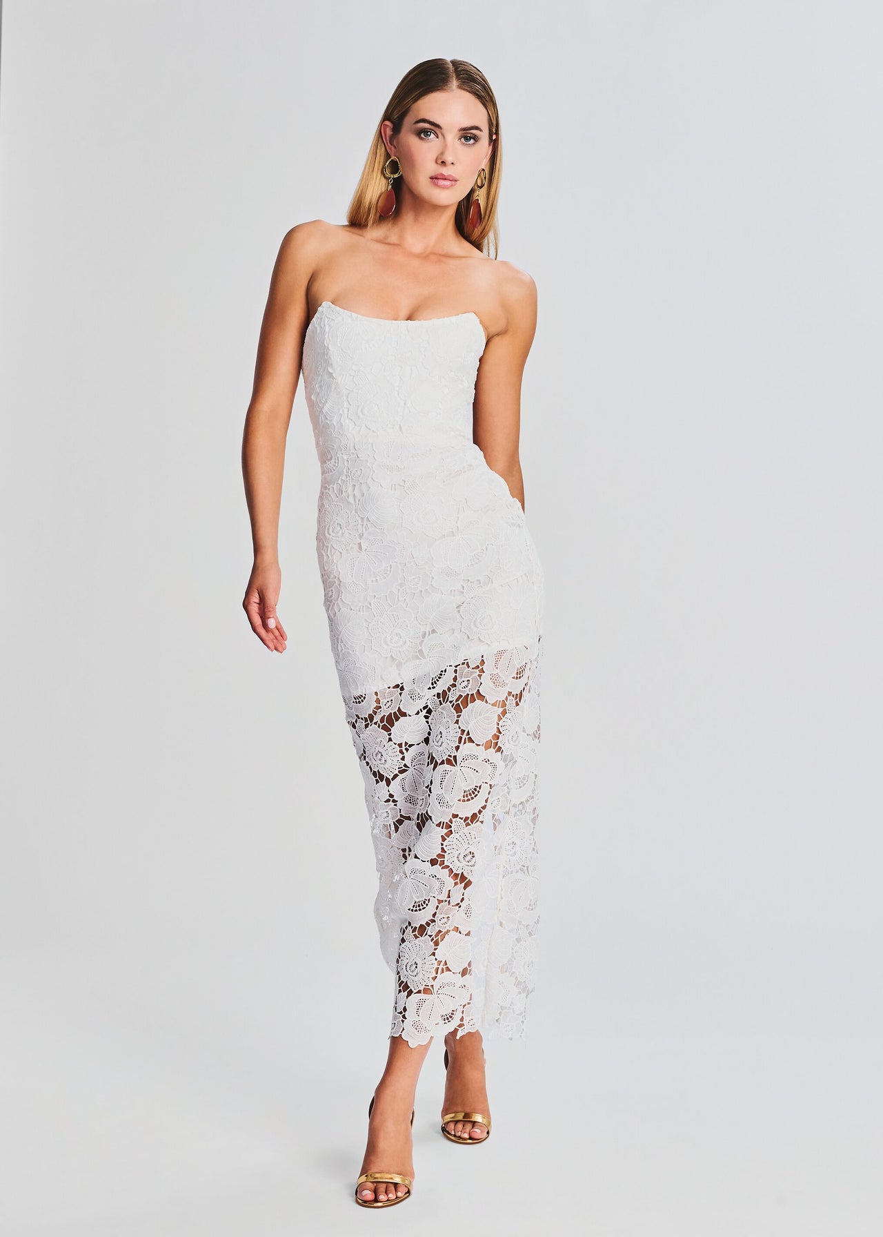 Strapless lace maxi dress Clearance