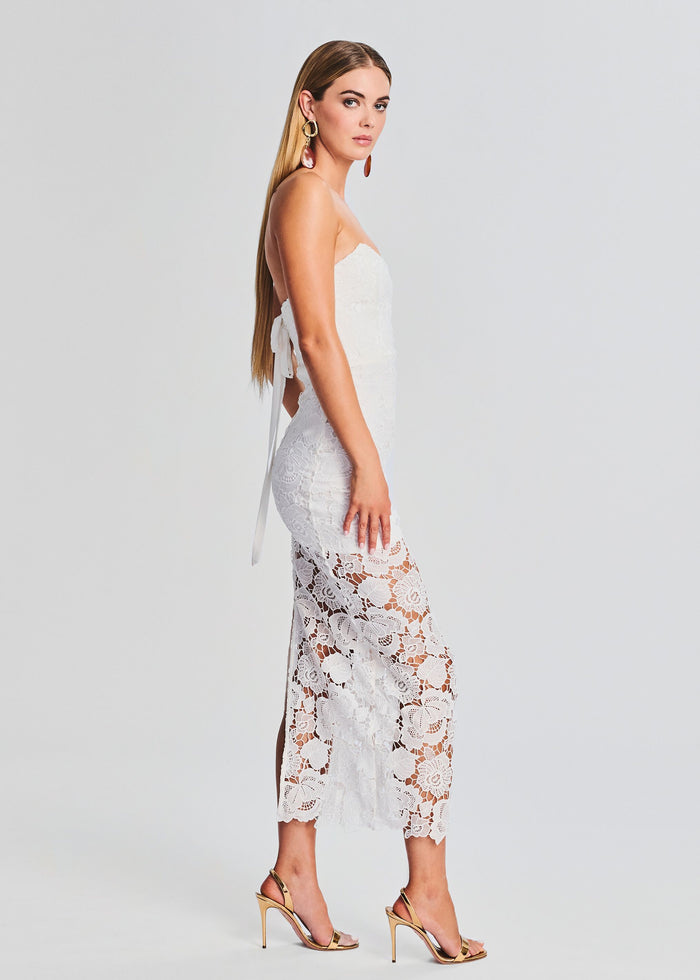 Eliza Lace Strapless Maxi Dress