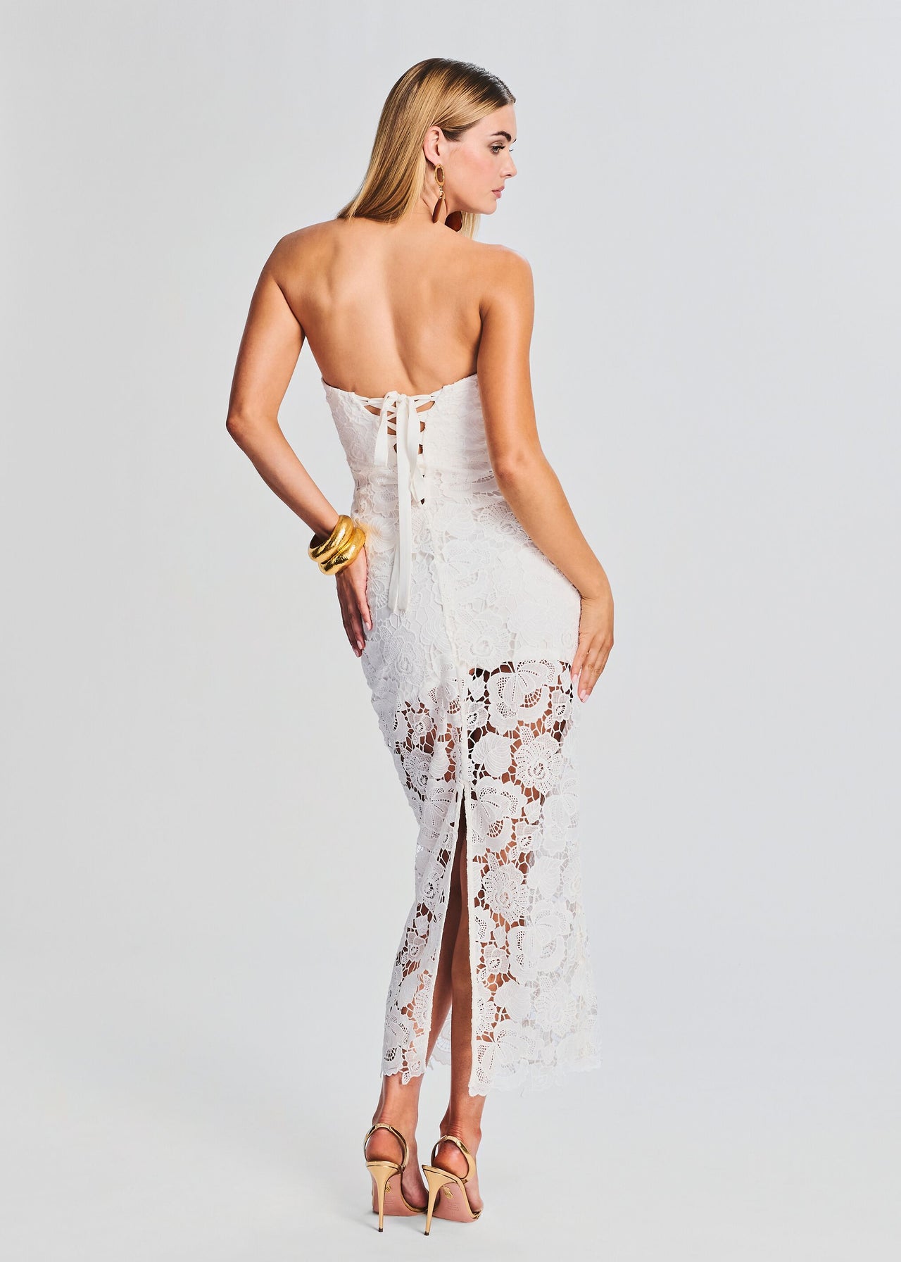 Eliza Lace Strapless Maxi Dress Retrofete Eliza Lace Strapless Maxi Dress Retrofete