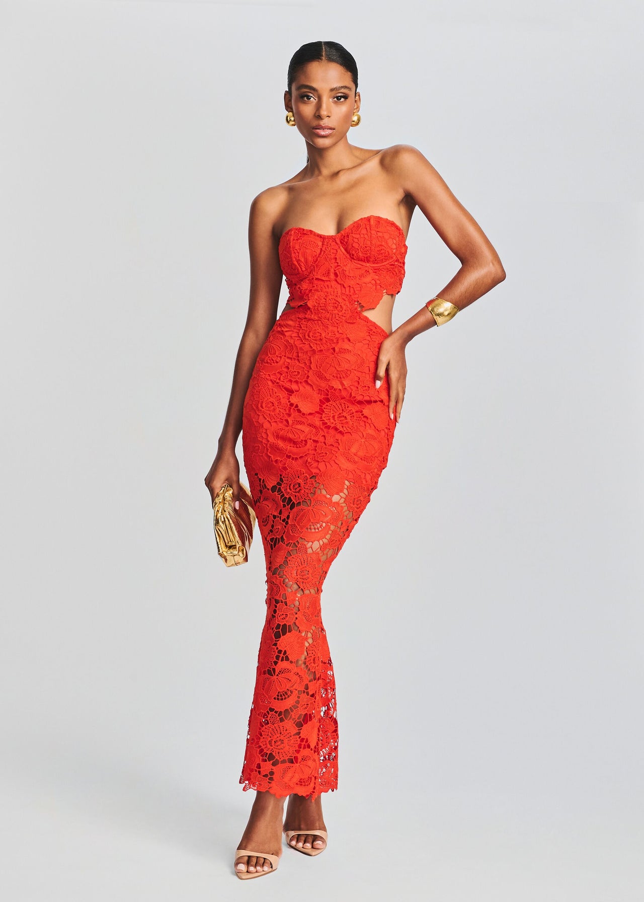 Strapless lace maxi dress Clearance