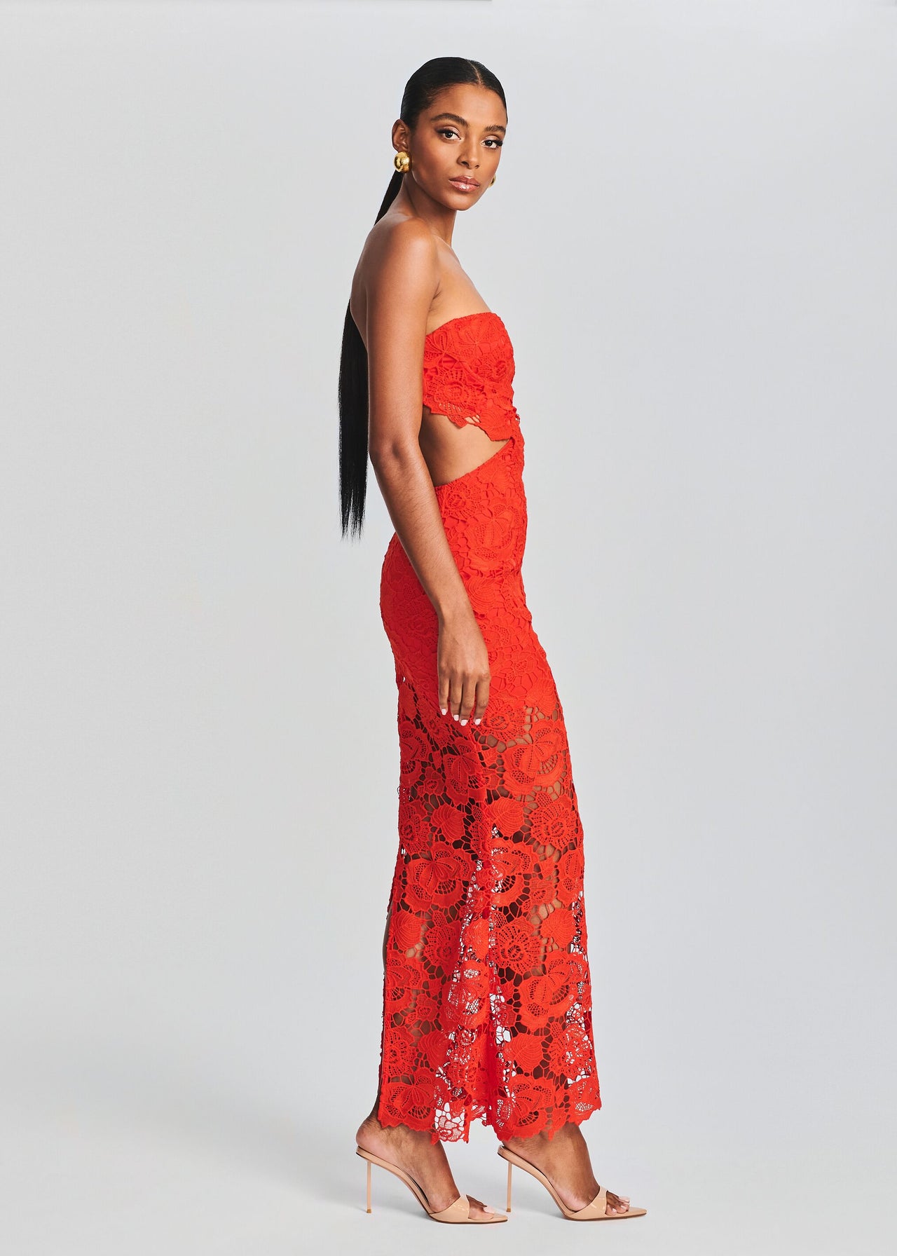 Red lace top maxi dress Clearance