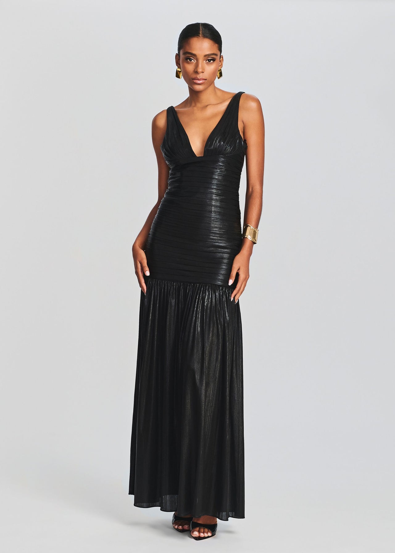 elsa black dress L'AGENCE Elsa Silk Gown In Black