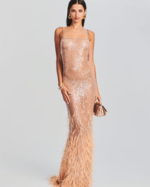 Odessa Sequin Feather Dress