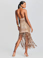 Renzo Sequin Fringe Crochet Dress