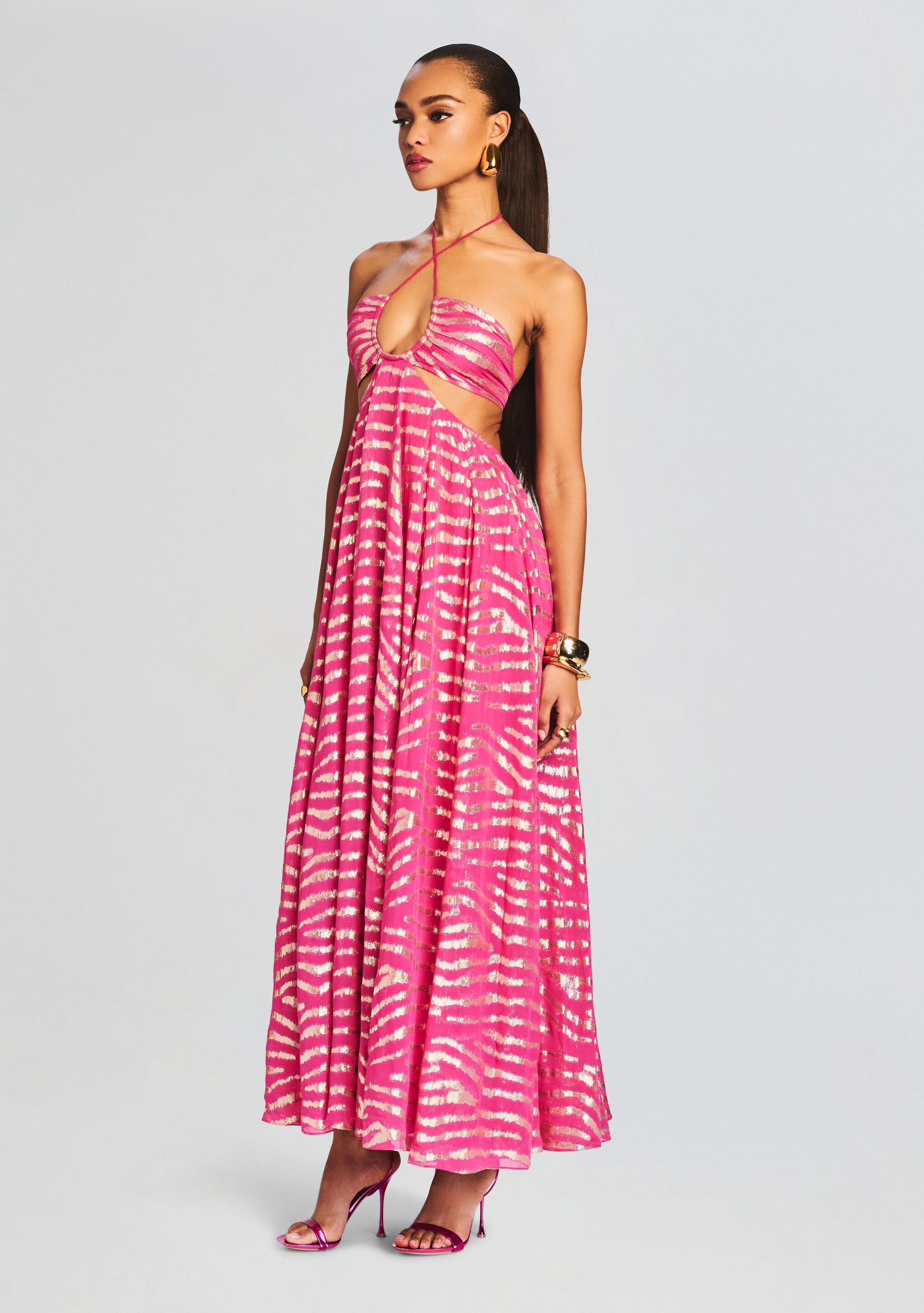 Boutique lara stripe 2025 sequin midi dress