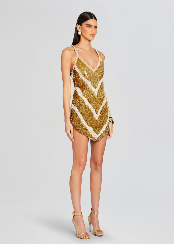 Inessa Feather Sequin Dress