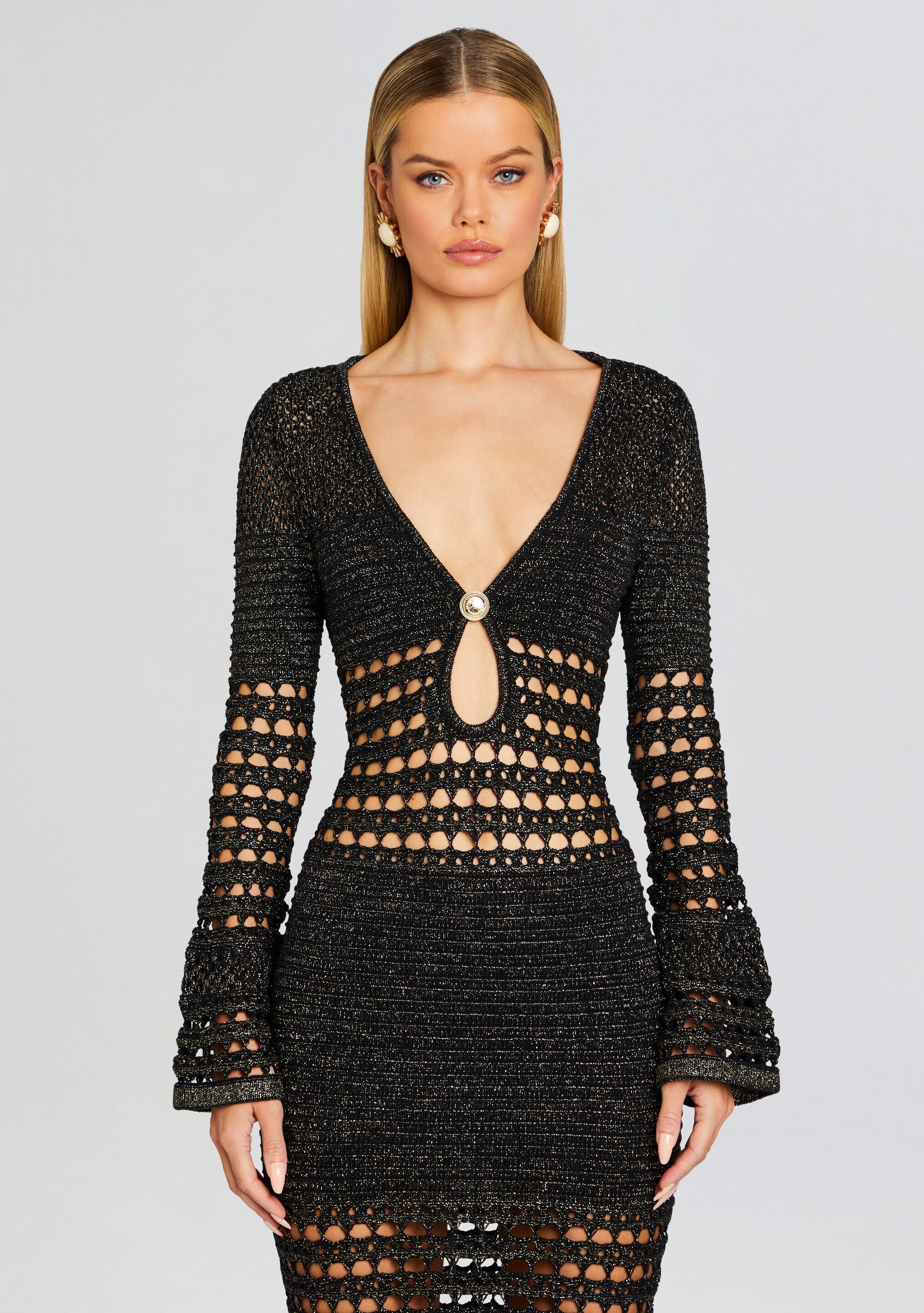 Long Black Crochet Dress