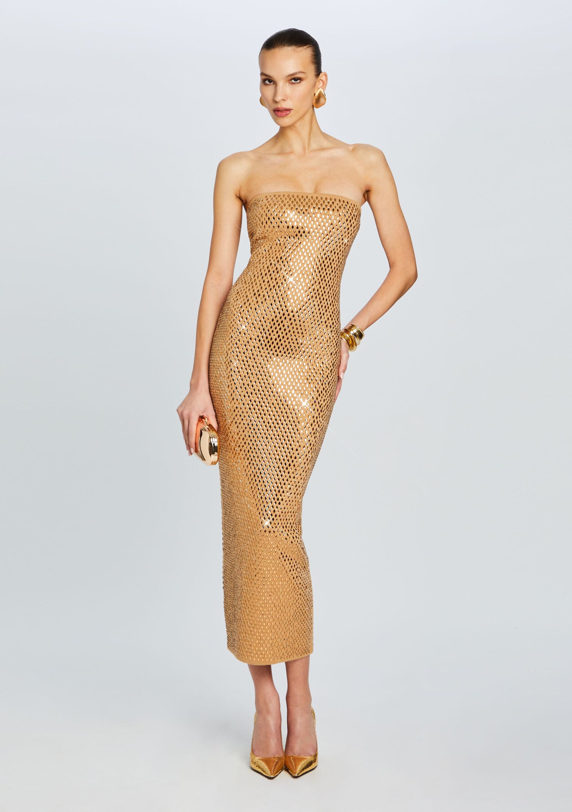 Retrofête Women's Boa Dress - Iridescent Gold