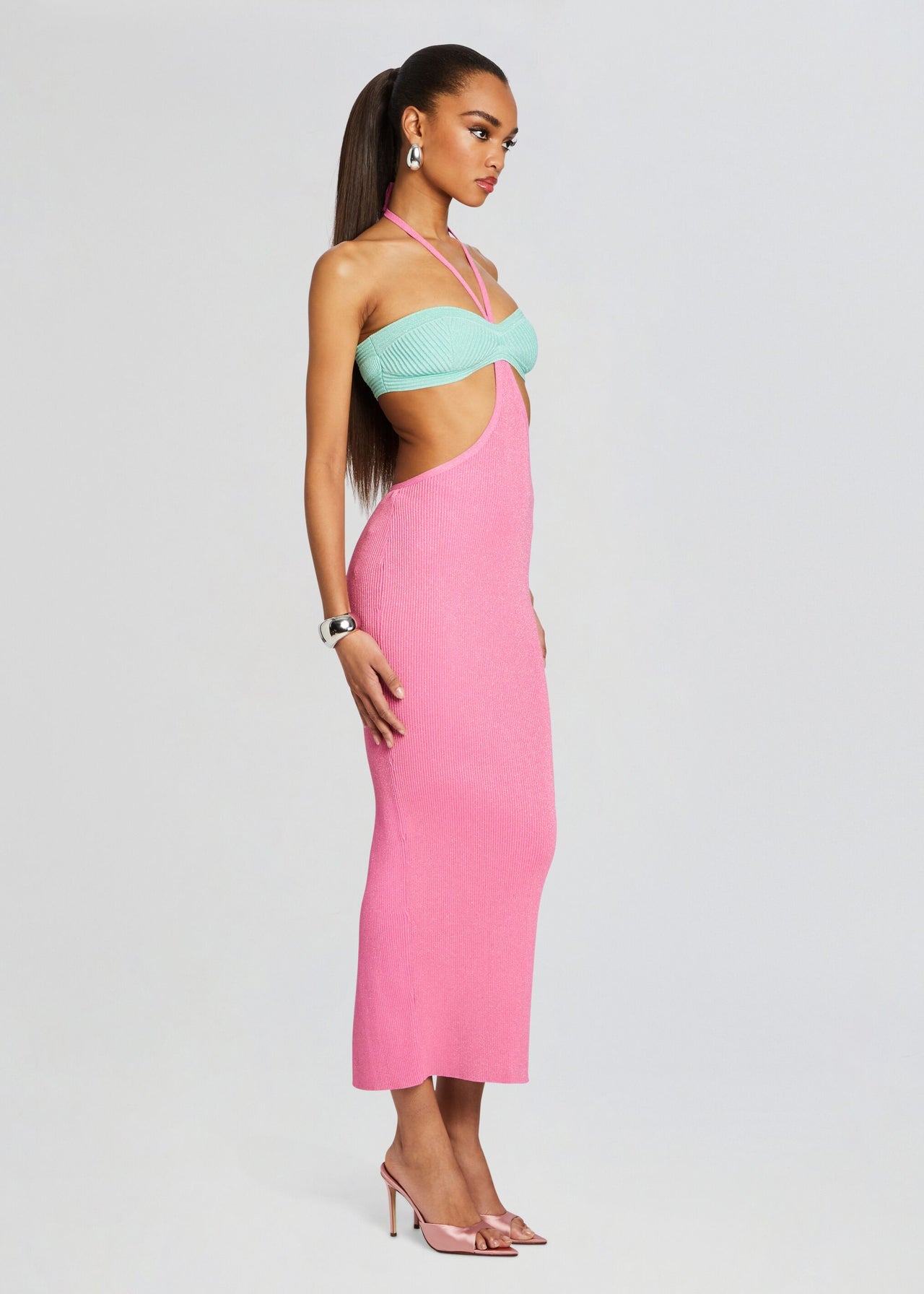 mint dress pink shoes cocktail light pink