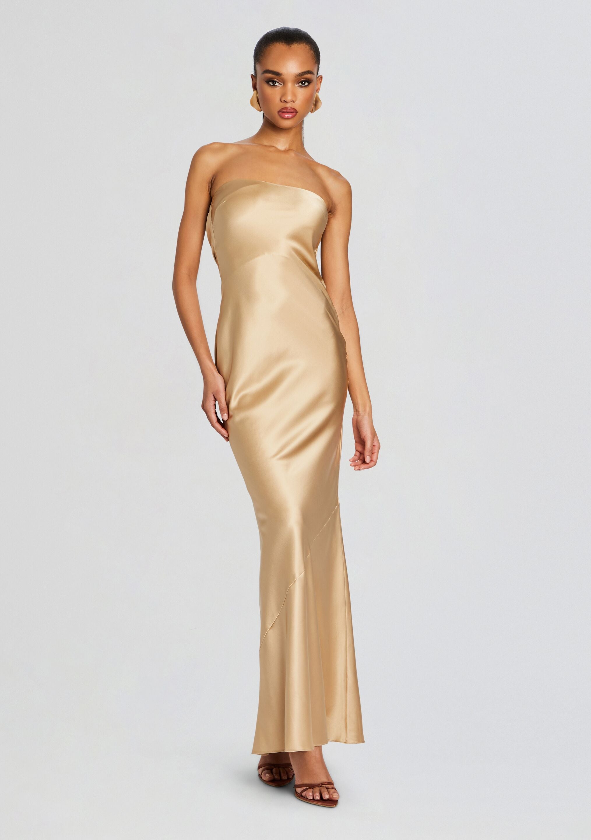 Nude satin dress best sale