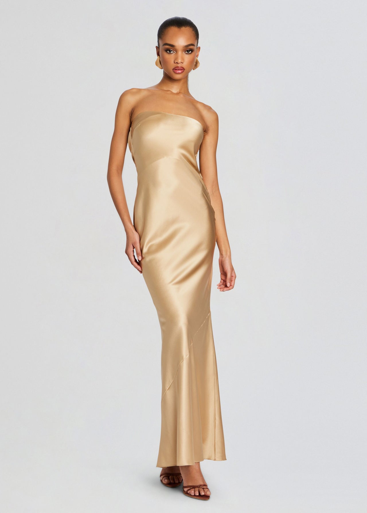 silk dress nude GIOVANNA Cowl Neck Silk Maxi Dress (Nude Italian Silk)